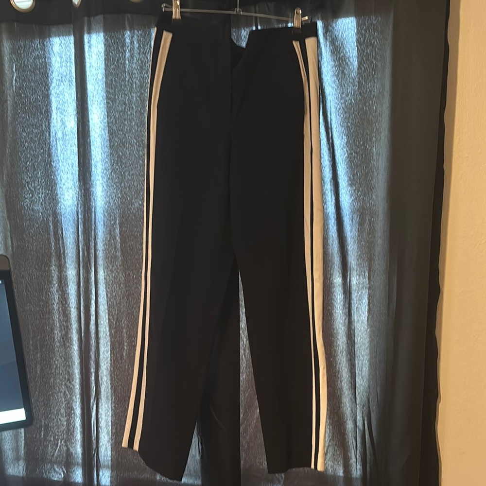 ALL SAINTS Black Pants with White Stripes